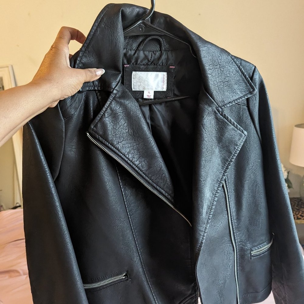 Black faux leather jacket